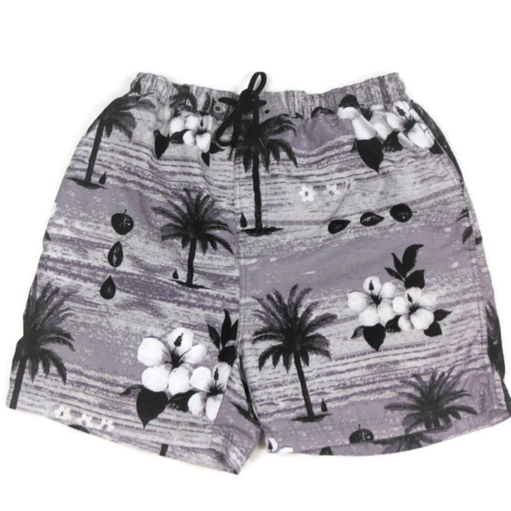 Mens Sand and Sun Hawaiian Print Swim Trunks - Picture 6 of 6